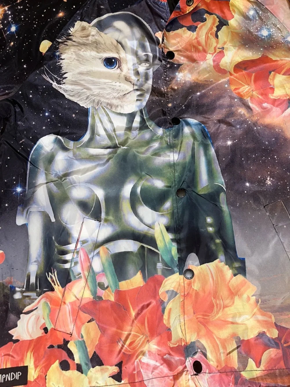 Ripndip Galaxy Cat Alien Jacket Mens Large Space Graphic Streetwear - Picture 8 of 11